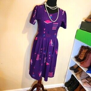 Retro Print LulaRoe Dress - sz med